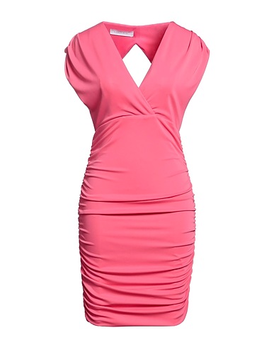 CARLA RUIZ Short dress Fuchsia 94% Polyester, 6% Elastane