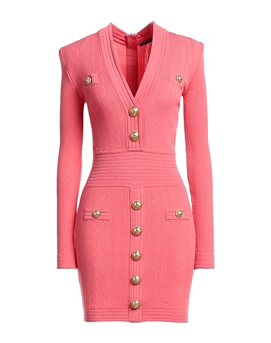 BALMAIN Short dress Coral 83% Viscose, 17% Polyester