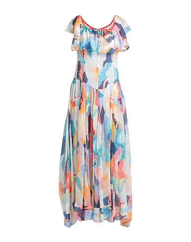 FORTE_FORTE Long dress Blue 53% Linen, 47% Silk, Polyamide