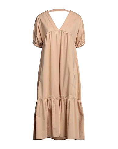 EMMA & GAIA Vestito midi Beige 65% Cotone, 32% Poliammide, 3% Elastan