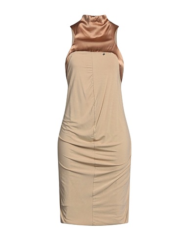 ANNARITA N Short dress Camel 95% Viscose, 5% Elastane, Silk