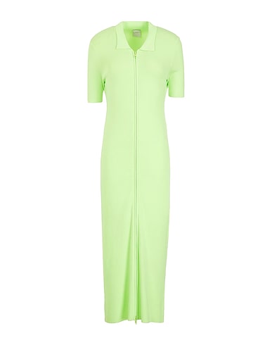 8 by YOOX Midi dress VISCOSE ZIP-UP POLO NECK DRESS
 Lime green 73% Viscose, 27% Recycled polyamide