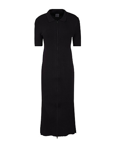 8 by YOOX ひざ丈ワンピース VISCOSE ZIP-UP POLO NECK DRESS
 ブラック レーヨン 73% / 再生ポリアミド 27%