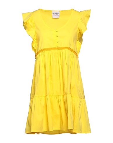 PEPITA Short dress Yellow 79% Cotton, 18% Polyamide, 3% Elastane