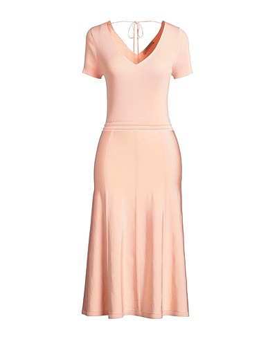 TWINSET Midi dress Salmon pink 89% Viscose, 10% Polyamide, 1% Elastane