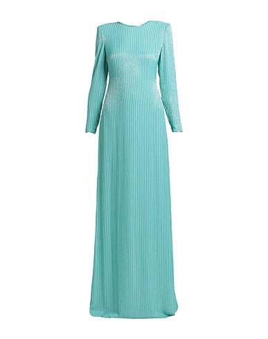 ELISABETTA FRANCHI Vestito lungo Verde chiaro 100% Poliestere, Vetro