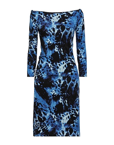 SAMANTHA SUNG Midi dress Blue 70% Wool, 30% Silk