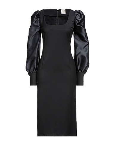 L' AUTRE CHOSE Midi dress Black 62% Polyester, 35% Viscose, 3% Elastane
