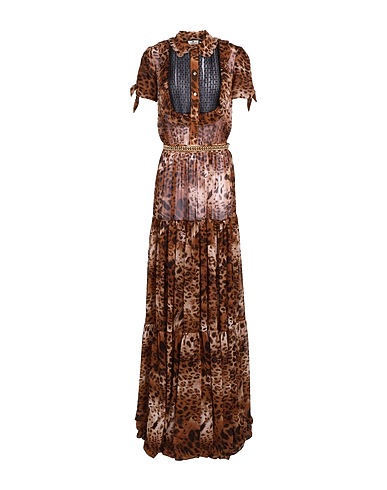 ELISABETTA FRANCHI Long dress Brown Textile fibres