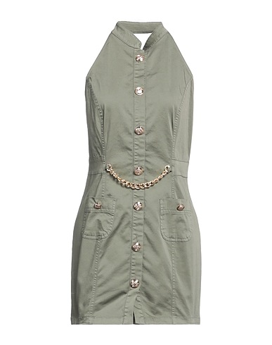 TRASH & LUXURY Vestito corto Verde militare 98% Cotone, 2% Elastan