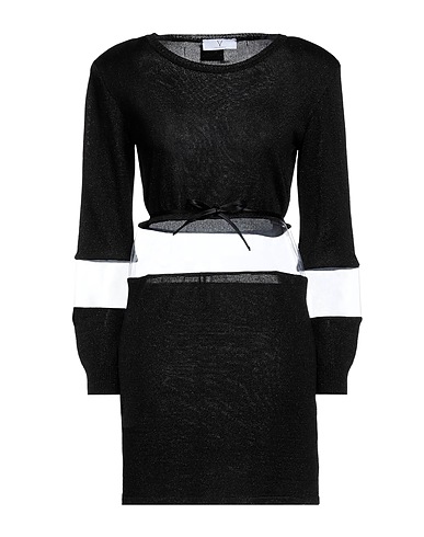 FELEPPA Short dress NERO 78% Acetate, 12% Metallic Polyester, 10% Polyamide