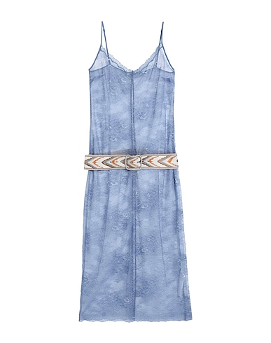 LE COEUR TWINSET Long dress Sky blue 100% Polyamide, Polyester