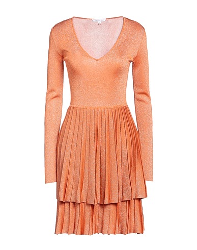 PATRIZIA PEPE Pleated dress Orange 69% Viscose, 18% Polyamide, 13% Polyester