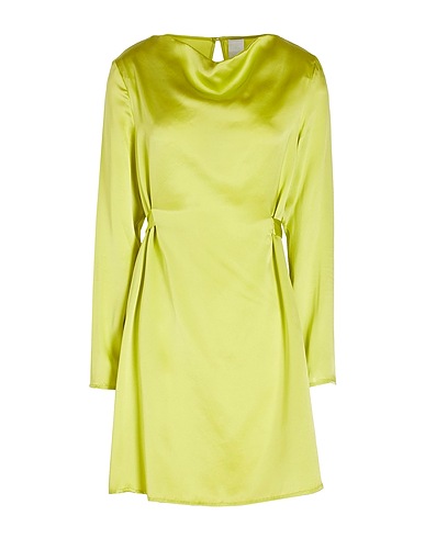 8 by YOOX Short dress SILK L/SLEEVE MINI DRESS
 Lime green 100% Silk