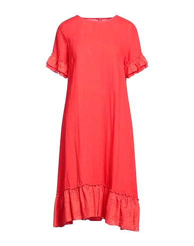 LFDL Midi dress Red 90% Linen, 10% Cotton