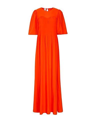 8 by YOOX Long dress PUFF-SLEEVE SMOCKED MAXI DRESS
 Orange 100% Recycled polyester