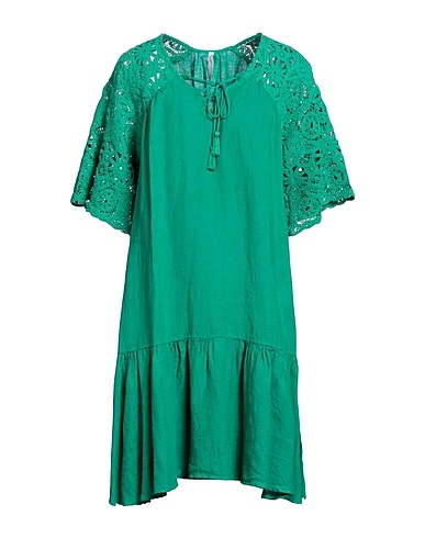 LFDL Vestito corto Verde 90% Lino, 10% Cotone