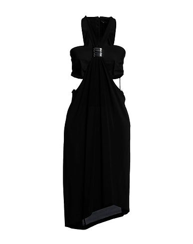 MALLONI Midi dress Black 92% Viscose, 8% Elastane, Linen, Cotton, Polyamide