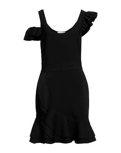 MCQUEEN Short dress Black 62% Viscose, 22% Polyamide, 13% Polyester, 3% Elastane
