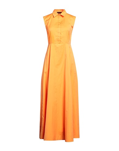 FEDERICA TOSI Long dress Orange 76% Cotton, 24% Silk
