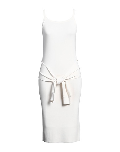 HELMUT LANG Midi dress White 87% Rayon, 11% Nylon, 2% Elastane