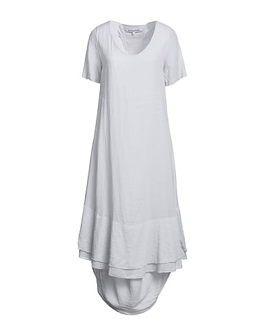EUROPEAN CULTURE Long dress Light grey 45% Cotton, 40% Ramie, 15% Tencel™