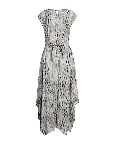 EUROPEAN CULTURE Long dress Beige 97% Viscose, 3% Rubber