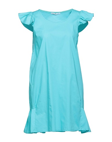 T.D.D. TEN-DAY DELIVERY Short dress Turquoise 100% Cotton
