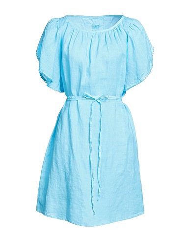120% LINO Vestito corto Azzurro 100% Lino