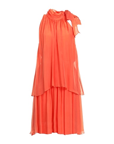 ATTIC AND BARN Midi dress Orange 75% Viscose, 25% Silk