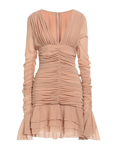 BLUMARINE Short dress Camel 96% Silk, 4% Elastane