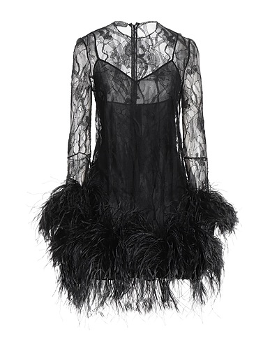 MCQUEEN Minivestido Negro 56% Poliamida, 44% Algodón, Plumas de avestruz