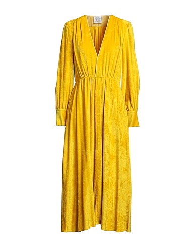 FORTE_FORTE Midi dress Yellow 99% Viscose, 1% Elastane