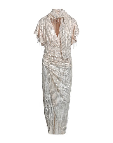 FOREVER UNIQUE Long dress Beige 90% Polyester, 10% Elastane
