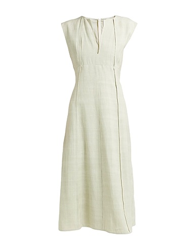 JIL SANDER Midi dress Sage green 57% Viscose, 27% Silk, 16% Linen