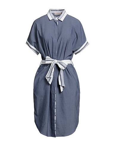 PUROTATTO Midi dress Blue 60% Viscose, 39% Polyester, 1% Elastane