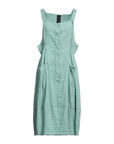 BLACK LABEL Midi dress Green 59% Linen, 40% Viscose, 1% Elastane