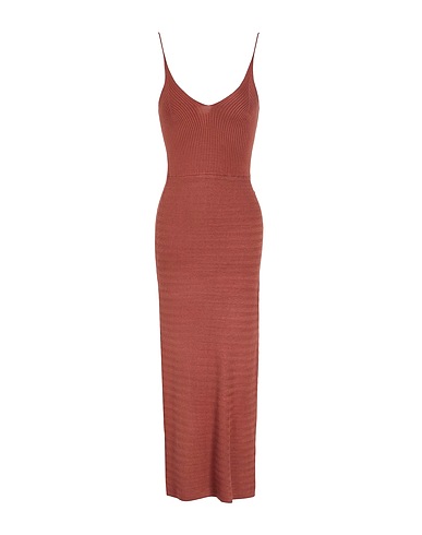 8 by YOOX Vestito estivo KNIT JACQUARD SLIP MIDI DRESS
 Marrone 80% Viscosa, 17% Poliammide riciclato, 3% Elastan