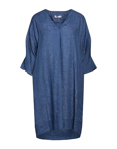 BARBA Napoli Short dress Slate blue 100% Linen