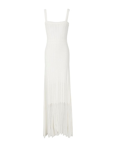 8 by YOOX Vestito estivo VISCOSE BLEND KNIT CROCHET MIDI DRESS
 Bianco 90% Viscosa, 9% Poliammide riciclato, 1% Elastan