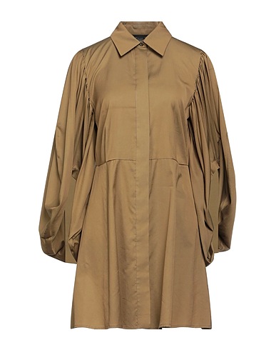FEDERICA TOSI Shirt dress Military green 76% Cotton, 24% Silk