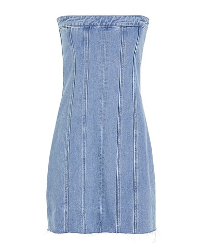 8 by YOOX Denim dress ORGANIIC COTTON DENIM BANDEAU MINI DRESS
 Blue 100% Organic cotton