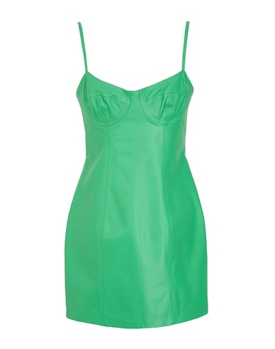 8 by YOOX Sheath dress LEATHER BODYCON MINI DRESS
 Green 100% Lambskin