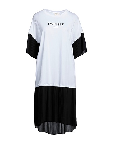 TWINSET Short dress White 100% Cotton, Polyester