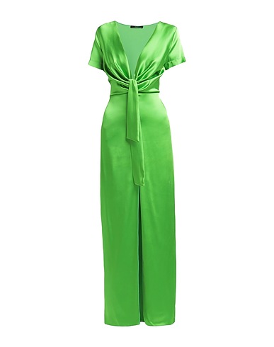 CARLA G. Long dress Lime green 64% Acetate, 34% Viscose, 2% Elastane