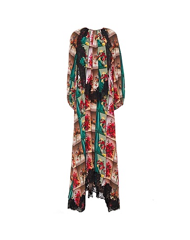 STELLA McCARTNEY Long dress Green 100% Silk, Cotton, Polyamide