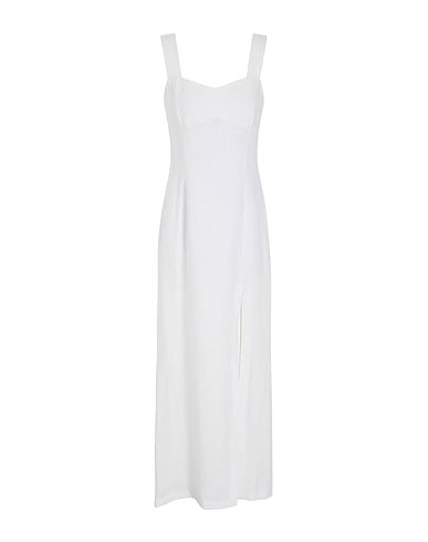 8 by YOOX サマードレス LINEN FRONT-SLIT LONG DRESS アイボリー リネン 100%