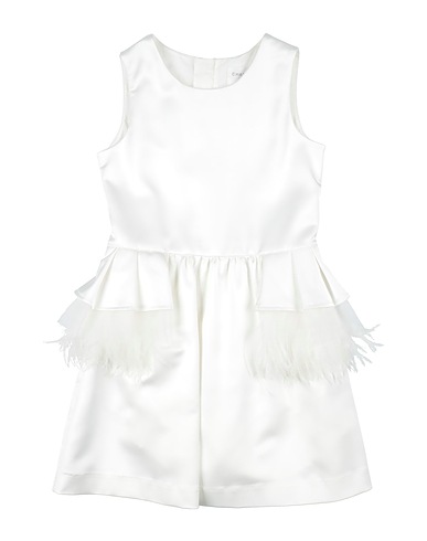 CHARABIA PARIS Kleid Off white Polyester, Polyamid, Straussenfedern