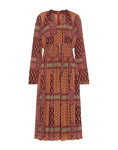 MIKAEL AGHAL Midi dress Brick red 100% Polyester