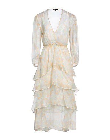 MAJE Midi dress Mandarin 84% Silk, 9% Polyester, 7% Metallic Polyester, Mother-of-pearl